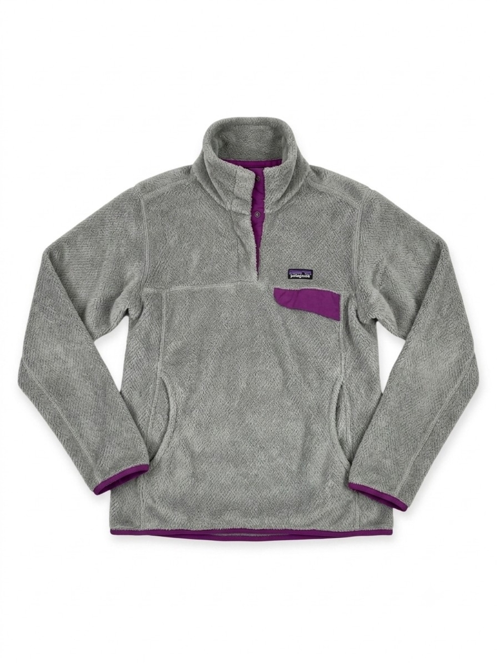 Patagonia Re-Tool Snap-T Fleece Pullover Womens Small Gray Purple Kangaroo Fall